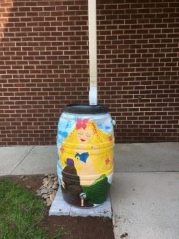 rain barrel at borough hall