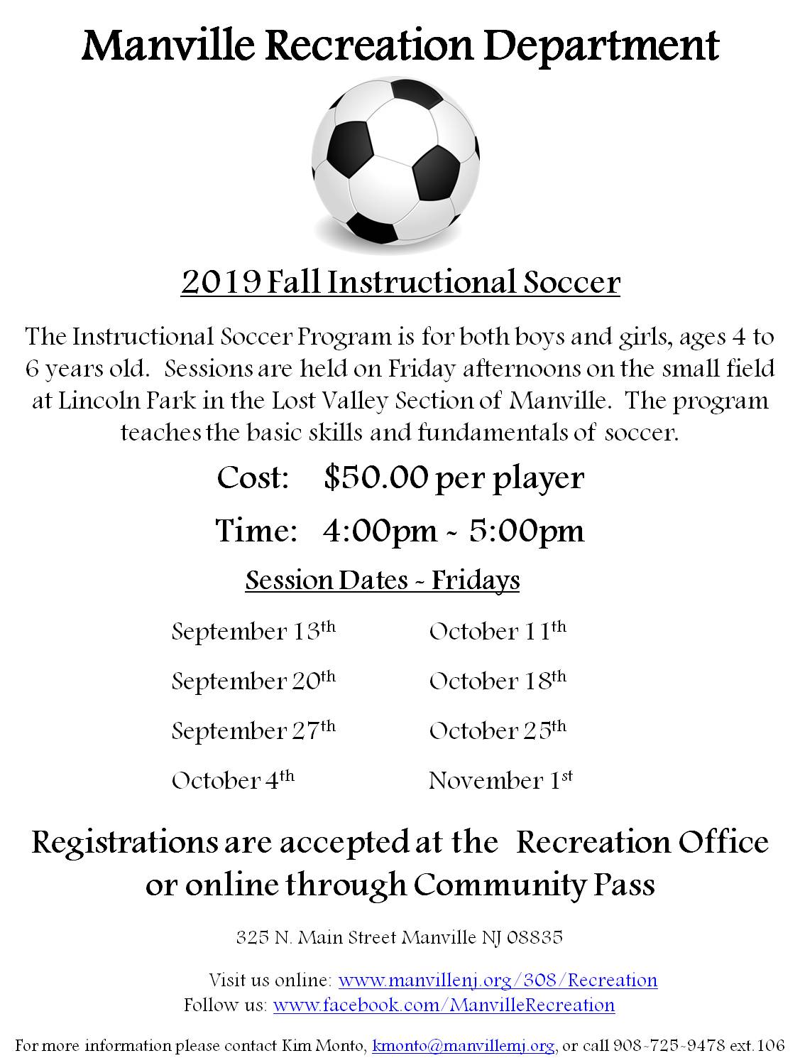 2019 Fall Instructional Soccer