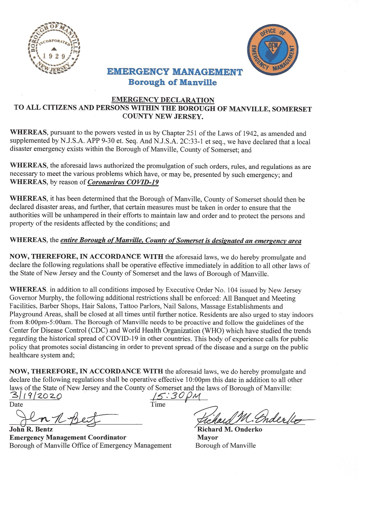 Emergency Declaration