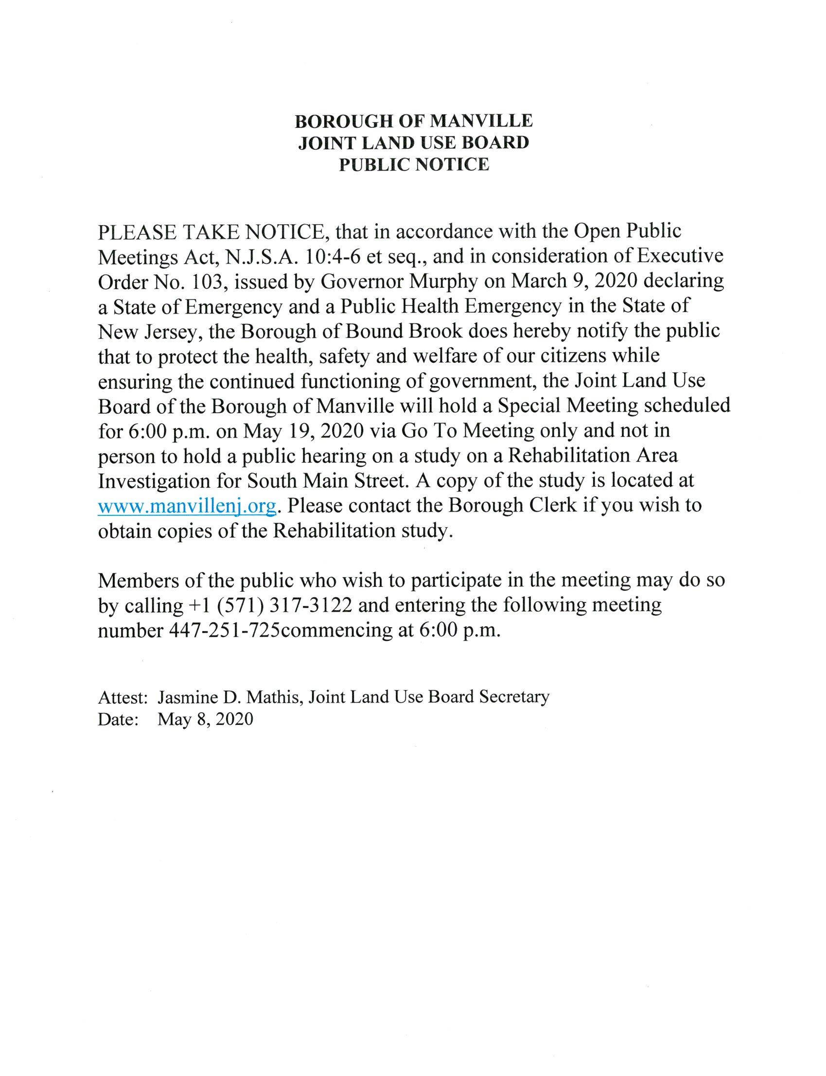 Joint Land Use Special Meeting