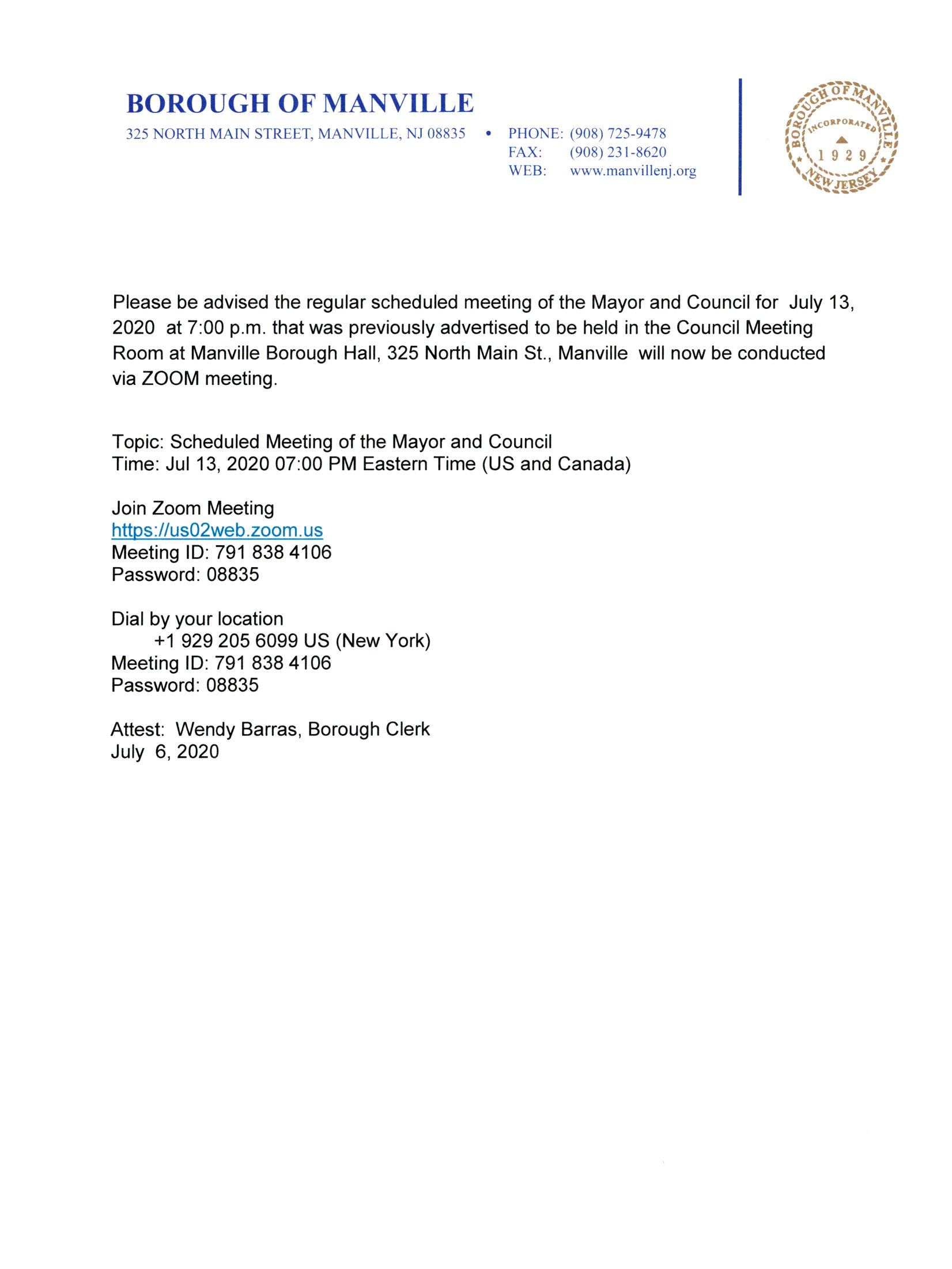 Council Meeting July 13th