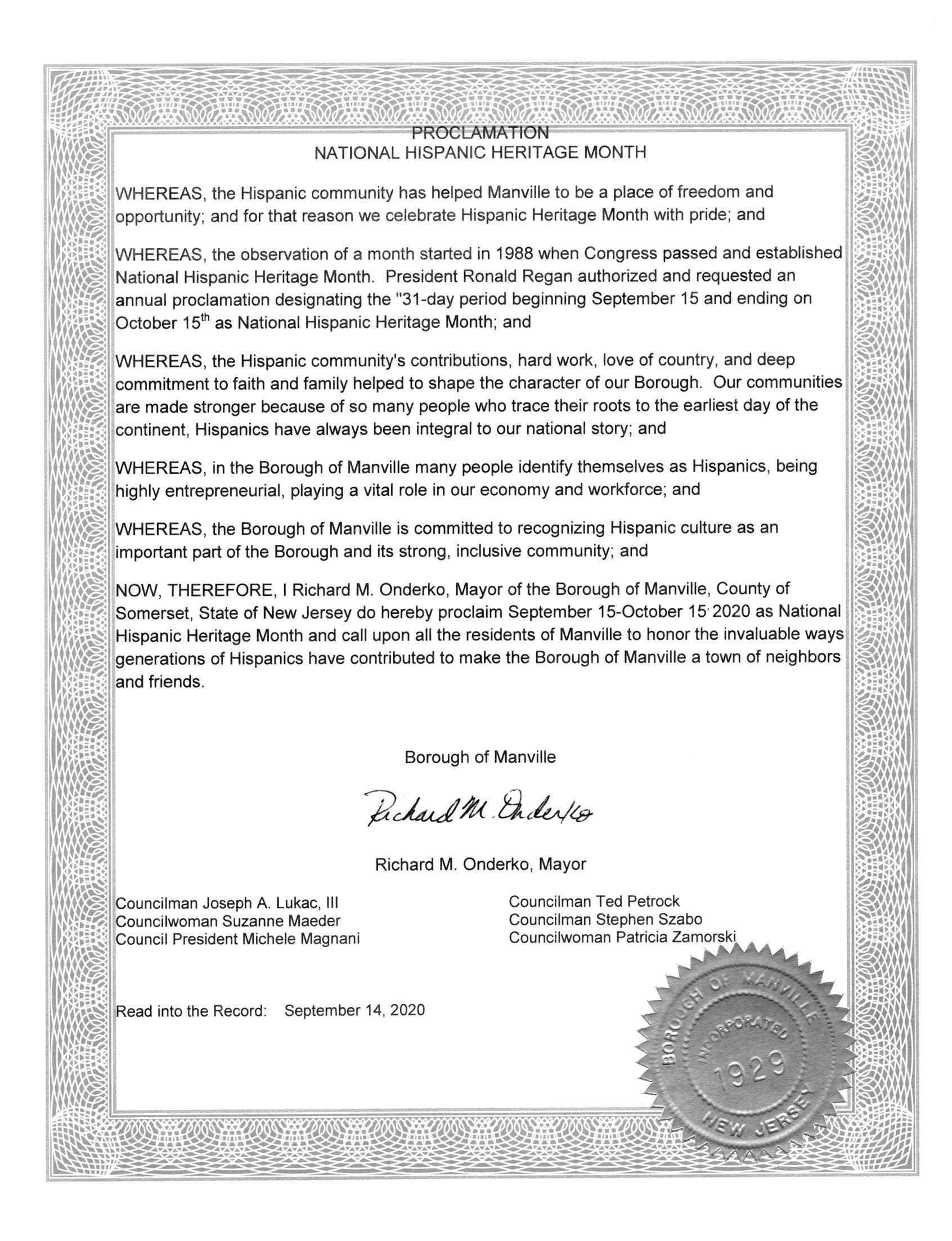 National Hispanic Heritage Month 2020