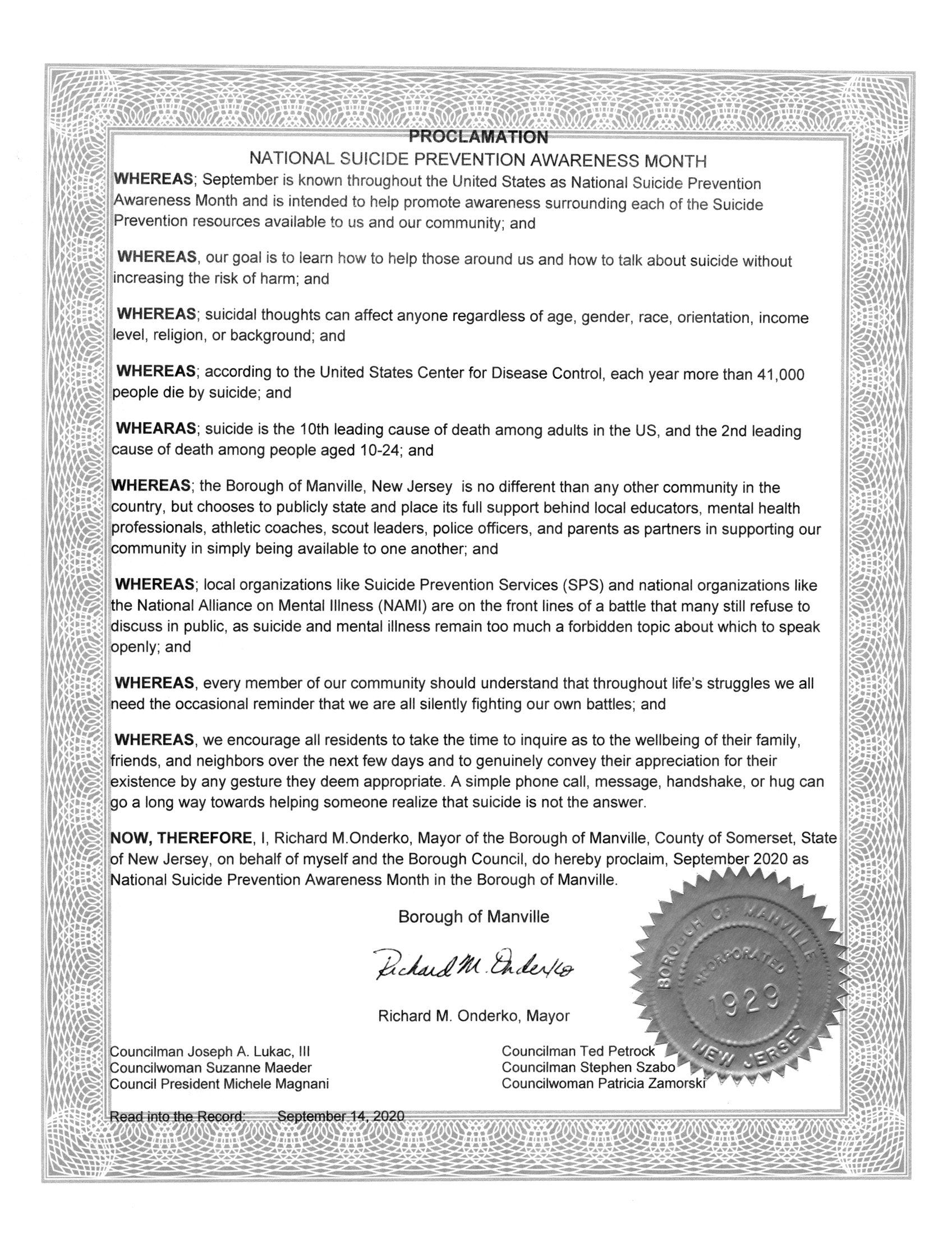 Suicide Prevention Month 2020