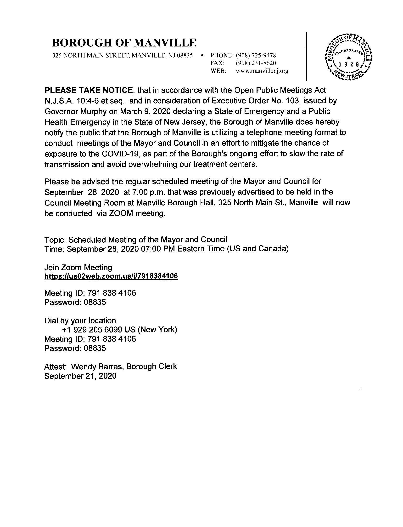 Council Meeting-September 28th