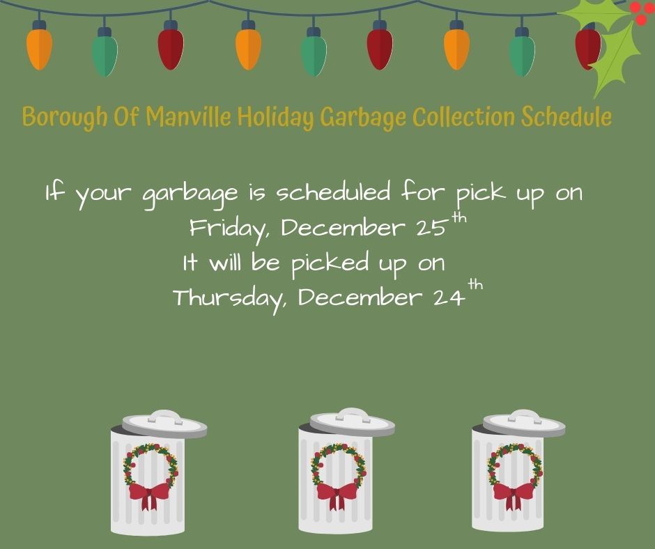 Borough Of Manville Holiday Garbage Collection Schedule