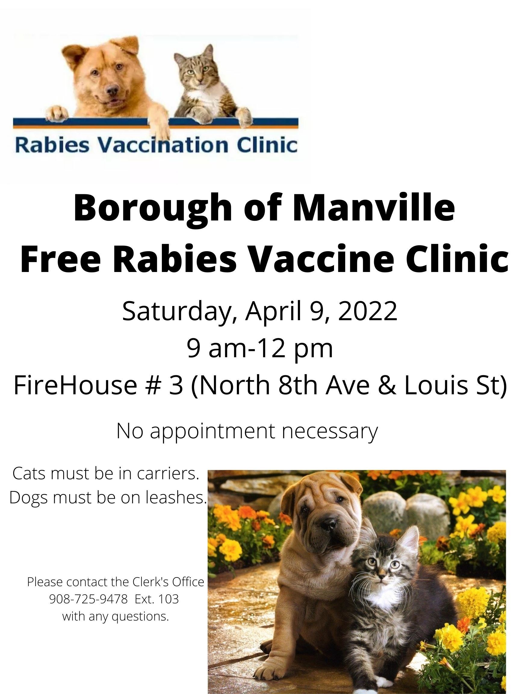 Borough of Manville Free Rabies Vaccine Clinic
