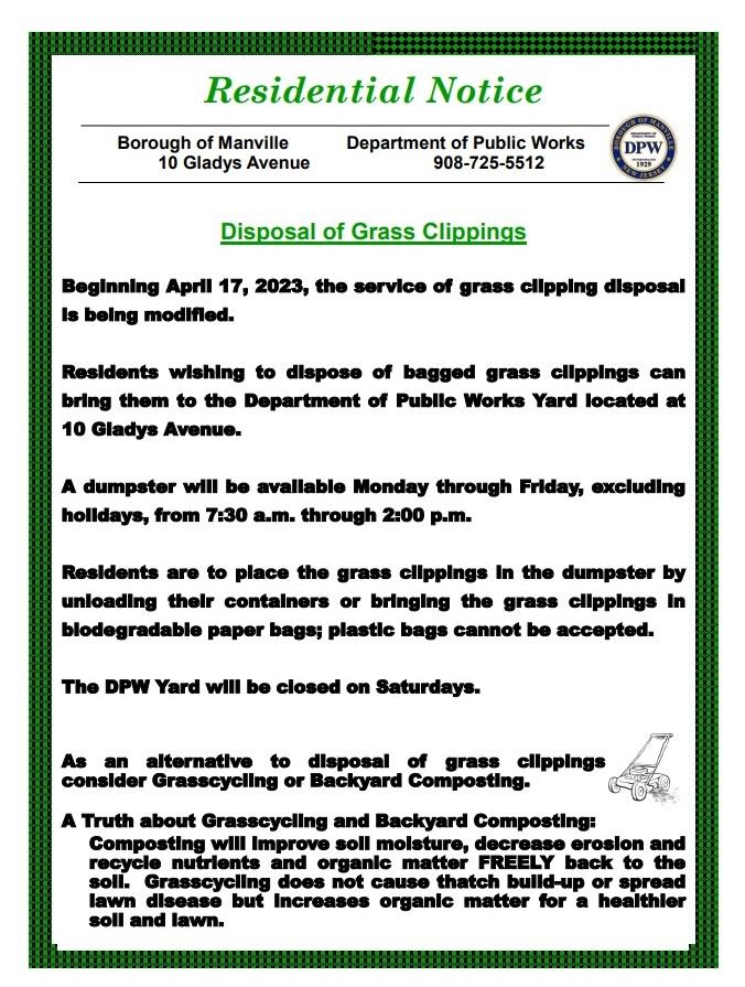 Residential Notice - Grass Clippings - 2023